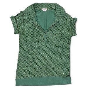 Vintage Papaya Green Patterned Blouse